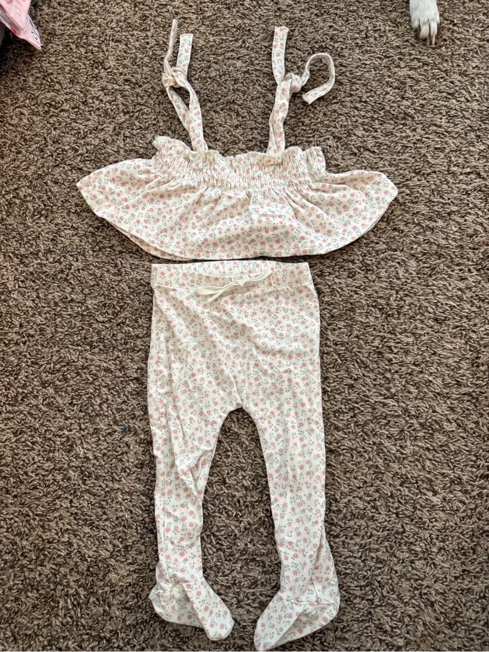 Jamie Kay Cream Two-Piece Floral Top & Footed Leggings Set